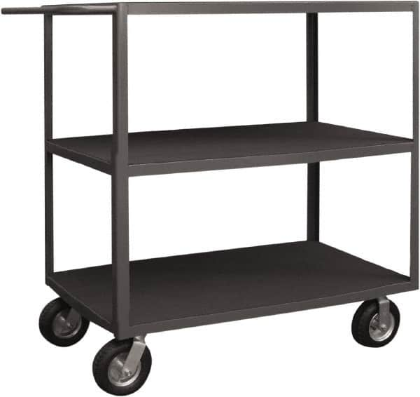 Durham - 1,200 Lb Capacity, 30" Wide x 60" Long x 55-3/8" High Instrument Cart - 3 Shelf, Steel, 2 Rigid/2 Swivel Casters - Caliber Tooling