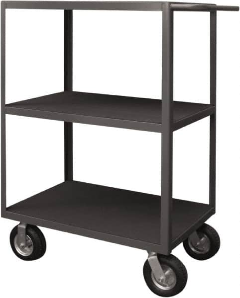 Durham - 1,200 Lb Capacity, 24" Wide x 36" Long x 50" High Instrument Cart - 3 Shelf, Steel, 2 Rigid/2 Swivel Casters - Caliber Tooling