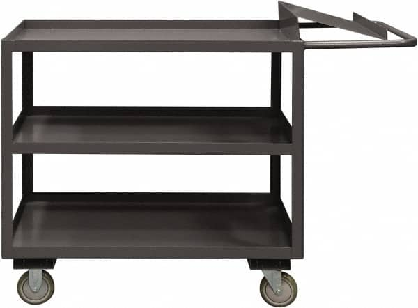 Durham - 1,200 Lb Capacity, 24" Wide x 48" Long x 37-5/8" High Order Picking Cart - 3 Shelf, Steel, 2 Rigid/2 Swivel Casters - Caliber Tooling