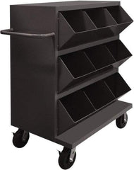 Durham - 2,400 Lb Capacity, 24" Wide x 36" Long x 49-1/4" High Storage Bin Cart - 9 Slot, Steel, 2 Rigid/2 Swivel Casters - Caliber Tooling