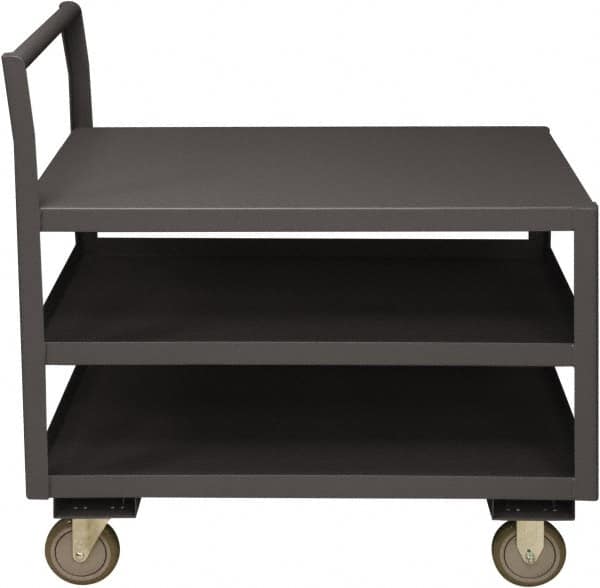 Durham - 1,200 Lb Capacity, 30-1/4" Wide x 51" Long x 37-1/2" High Service Cart - 3 Shelf, Steel, 2 Rigid/2 Swivel Casters - Caliber Tooling