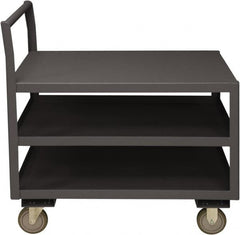 Durham - 1,200 Lb Capacity, 30-1/4" Wide x 51" Long x 37-1/2" High Service Cart - 3 Shelf, Steel, 2 Rigid/2 Swivel Casters - Caliber Tooling