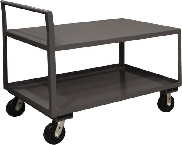 Durham - 2,000 Lb Capacity, 30-1/4" Wide x 51" Long x 38-3/4" High Service Cart - 2 Shelf, Steel, 2 Rigid/2 Swivel Casters - Caliber Tooling