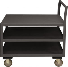 Durham - 1,200 Lb Capacity, 24-1/4" Wide x 51" Long x 37-1/2" High Service Cart - 3 Shelf, Steel, 2 Rigid/2 Swivel Casters - Caliber Tooling