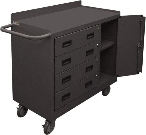 Durham - 1,200 Lb Capacity, 18" Wide x 36" Long x 39-3/4" High Mobile Cart - 1 Door, 4 Drawer, 1 Shelf, Steel, 2 Rigid/2 Swivel Casters - Caliber Tooling