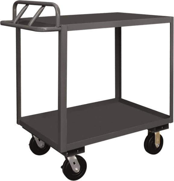 Durham - 3,600 Lb Capacity, 18" Wide x 36" Long x 37-5/8" High Service Cart - 2 Shelf, Steel, 2 Rigid/2 Swivel Casters - Caliber Tooling