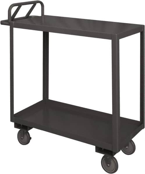 Durham - 1,200 Lb Capacity, 30" Wide x 48" Long x 38" High Service Cart - 2 Shelf, Steel, 2 Rigid/2 Swivel Casters - Caliber Tooling