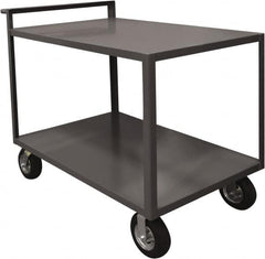 Durham - 1,500 Lb Capacity, 30" Wide x 60" Long x 39-1/2" High Service Cart - 2 Shelf, Steel, 2 Rigid/2 Swivel Casters - Caliber Tooling