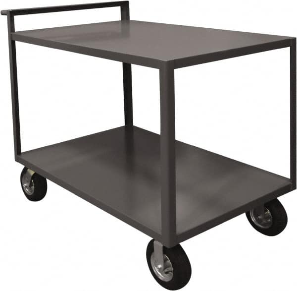 Durham - 1,500 Lb Capacity, 30.25" Wide x 54.25" Long x 36.33" High Service Cart - 2 Shelf, Steel, 2 Rigid/2 Swivel Casters - Caliber Tooling