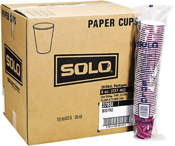 Solo - Bistro Design Hot Drink Cups, Paper, 12 oz, 50/Bag, 20 Bags/Carton - Maroon - Caliber Tooling