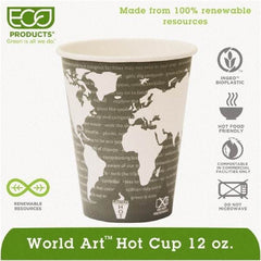 ECO PRODUCTS - World Art Renewable Compostable Hot Cups, 12 oz, 50/PK, 20 PK/CT - World Art Design - Caliber Tooling