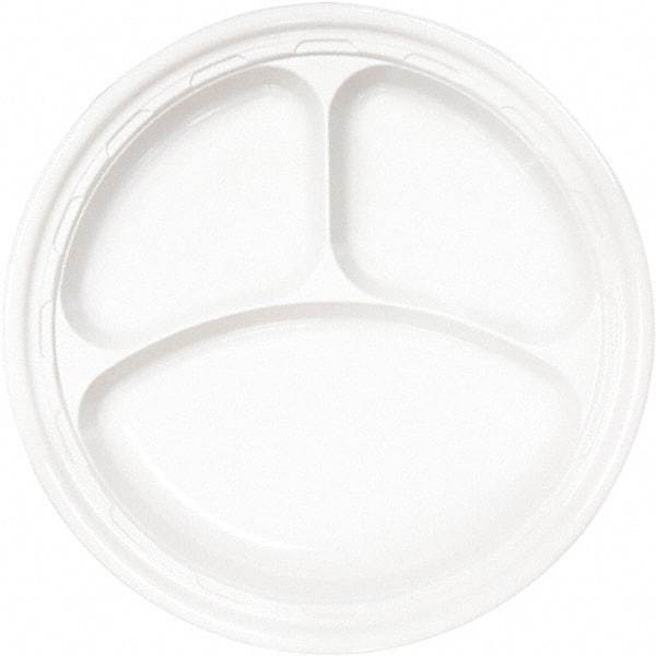 DART - Famous Service Plastic Dinnerware, Plate, 3-Comp, 10-1/4" Diam - White - Caliber Tooling