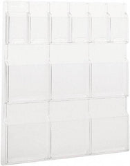 Safco - 30" Wide x 2" Deep x 34-3/4" High, 12 Compartments, Plastic Literature Display Board - Clear, 9-1/2" Compartment Width x 2" Compartment Depth x 9" Compartment Height - Caliber Tooling