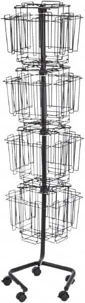 Safco - 15" Wide x 15" Deep x 60" High, 32 Compartments, Welded Wire Rotary Literature Rack - Charcoal, 9" Compartment Width x 5" Compartment Depth x 10-7/8" Compartment Height - Caliber Tooling