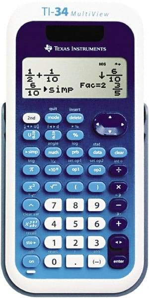 Texas Instruments - LCD Scientific Calculator - 3 x 5.8 Display Size, Blue & White, Battery & Solar Powered, 9.8" Long x 6.8" Wide - Caliber Tooling