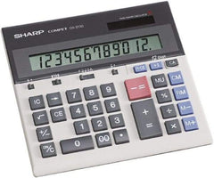 Sharp - LCD Portable Calculator - 7-1/4 x 6-7/8 Display Size, Light Gray, Battery & Solar Powered, 1.2" Long x 8.7" Wide - Caliber Tooling