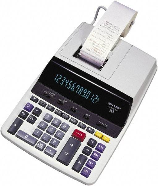 Sharp - Fluorescent Printing Calculator - 17mm Display Size, Light Gray, AC Powered, 16.1" Long x 10" Wide - Caliber Tooling