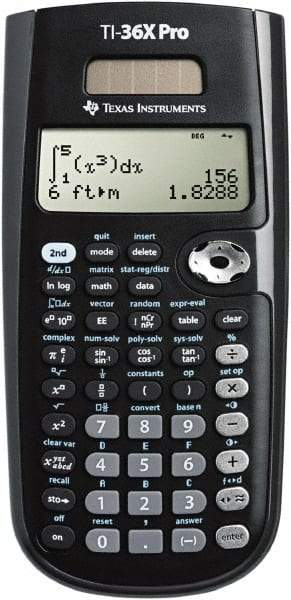 Texas Instruments - LCD Scientific Calculator - 3-3/8 x 7-1/4 Display Size, Black, Battery & Solar Powered, 9.7" Long x 6-1/2" Wide - Caliber Tooling