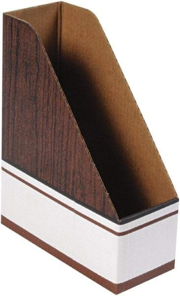 BANKERS BOX - White & Wood Grain Magazine Stand - Corrugated Cardboard - Caliber Tooling