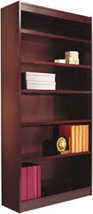 ALERA - 6 Shelf, 72" High x 35-5/8" Wide Bookcase - 11-1/2" Deep, Wood Veneer, Mahogany - Caliber Tooling