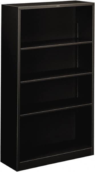 Hon - 4 Shelf, 59" High x 34-1/2" Wide Bookcase - 11-3/4" Deep, Steel, Black - Caliber Tooling