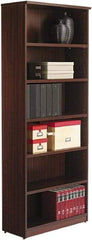 ALERA - 6 Shelf, 80-3/8" High x 31-3/4" Wide Bookcase - 14" Deep, Woodgrain Laminate, Mahogany - Caliber Tooling