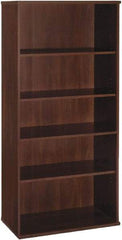 Bush Business Furniture - 5 Shelf, 72-7/8" High x 35-5/8" Wide Bookcase - 15-3/8" Deep, Laminate Over Wood, Hansen Cherry - Caliber Tooling