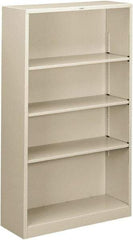 Hon - 4 Shelf, 59" High x 34-1/2" Wide Bookcase - 13-1/2" Deep, Steel, Light Gray - Caliber Tooling