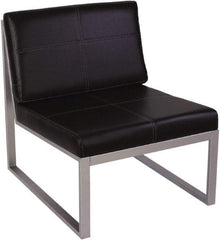 ALERA - Black & Silver Leather Guest Chair - 26-3/8" Wide x 30" High - Caliber Tooling