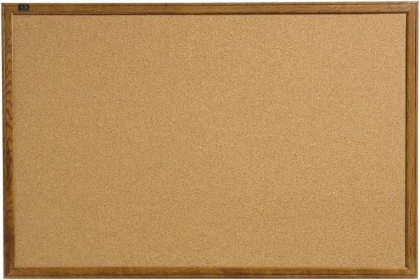 Quartet - 17" Wide x 23" High Open Cork Bulletin Board - Natural (Color) - Caliber Tooling