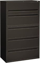 Hon - 42" Wide x 67" High x 19-1/4" Deep, 5 Drawer Roll-Out, Roll-Out Posting - Steel, Charcoal - Caliber Tooling