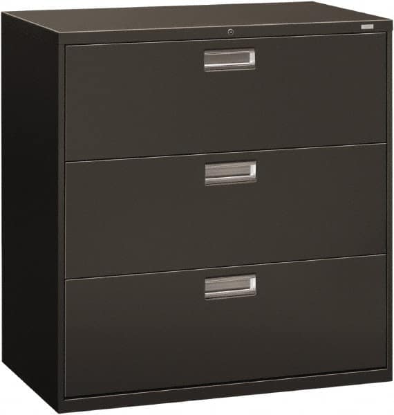 Hon - 42" Wide x 40-7/8" High x 19-1/4" Deep, 3 Drawer Lateral File - Steel, Charcoal - Caliber Tooling