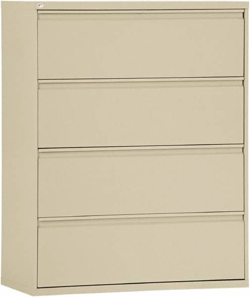 ALERA - 42" Wide x 53-1/4" High x 19-1/4" Deep, 4 Drawer Lateral File - Steel, Putty - Caliber Tooling