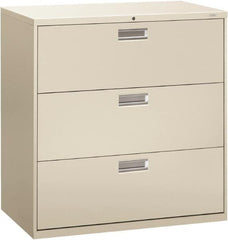 Hon - 42" Wide x 40-7/8" High x 19-1/4" Deep, 3 Drawer Lateral File - Steel, Light Gray - Caliber Tooling