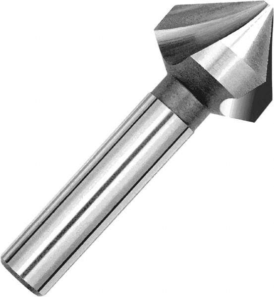 Magafor - 4mm Head Diam, 0.158" Shank Diam, 3 Flute 90° Cobalt Countersink - Uncoated, 1-5/8" OAL, Single End, Straight Shank, Right Hand Cut - Caliber Tooling