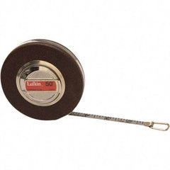 Lufkin - 50' x 3/8" Silver Steel Blade Tape Measure - 1/16" Graduation, Inch Graduation Style, Black Steel Case - Caliber Tooling