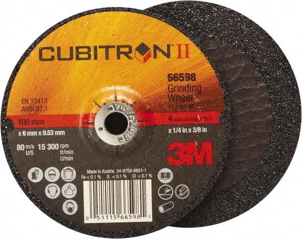 3M - 7" Wheel Diam, 7/8" Arbor Hole, Type 27 Depressed Center Wheel - Medium Grade, Ceramic, 8,500 Max RPM - Caliber Tooling