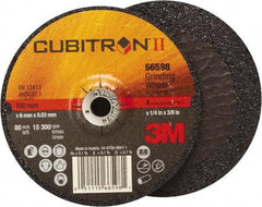 3M - 4-1/2" Wheel Diam, 7/8" Arbor Hole, Type 27 Depressed Center Wheel - Medium Grade, Ceramic, 13,300 Max RPM - Caliber Tooling