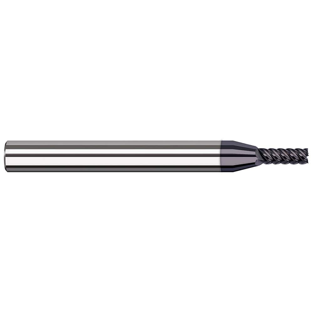 Square End Mill: 1/32'' Dia, 3/32'' LOC, 1/8'' Shank Dia, 1-1/2'' OAL, 6 Flutes, Solid Carbide Single End, AlTiN Finish, 41 ° Variable Helix, RH Cut, RH Flute