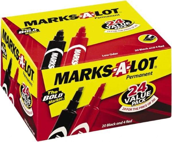 Marks-A-Lot - Red & Black Permanent Marker - Chisel Tip, AP Nontoxic Ink - Caliber Tooling