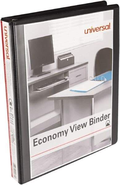 UNIVERSAL - 175 Sheet Capacity, 11 x 8-1/2", View Ring Binder - Polypropylene, Black - Caliber Tooling