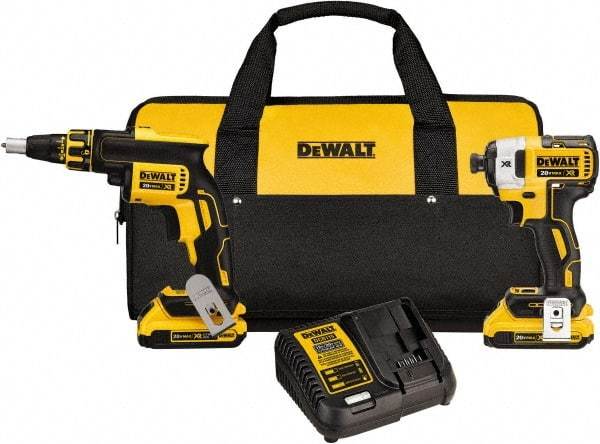 DeWALT - 20 Volt Cordless Tool Combination Kit - Includes Brushless Drywall Screwgun & 1/4" Brushless 3-Speed Impact Driver, Lithium-Ion Battery Included - Caliber Tooling