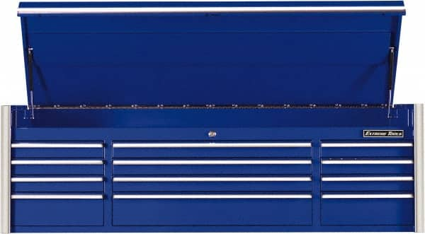 EXTREME TOOLS - 12 Drawer Top Tool Chest - 72" Wide x 25" Deep x 22-1/4" High, Steel, Blue - Caliber Tooling