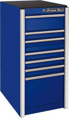 EXTREME TOOLS - 7 Drawer Side Tool Box - 19" Wide x 25" Deep x 39-1/4" High, Steel/Aluminum, Blue - Caliber Tooling