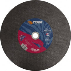 Weiler - 14" 36 Grit Aluminum Oxide Cutoff Wheel - 3/32" Thick, 1" Arbor, 4,400 Max RPM, Use with Chop Saws - Caliber Tooling