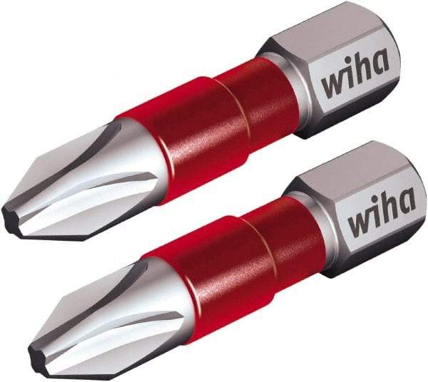 Wiha - #2 Phillips Screwdriver Bit - 1/4" Hex Drive, 1-9/64" OAL - Caliber Tooling