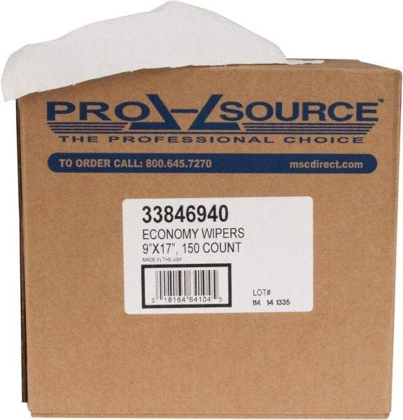 PRO-SOURCE - Dry General Purpose Wipes - Pop-Up, 17" x 9" Sheet Size, White - Caliber Tooling