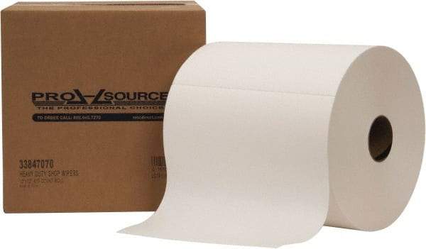 PRO-SOURCE - Dry Shop Towel/Industrial Wipes - Jumbo Roll, 12" x 12" Sheet Size, White - Caliber Tooling