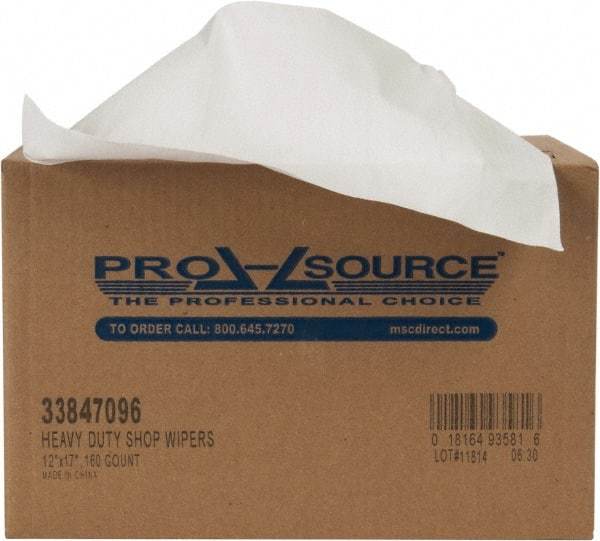 PRO-SOURCE - Dry Shop Towel/Industrial Wipes - Double Sided Box, 17" x 12" Sheet Size, White - Caliber Tooling