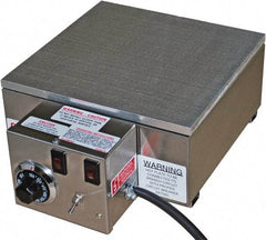 Valad Electric Heating - 12" Long x 12 Wide x 6" High, 110/120 Volt Hot Plate - 100 to 550°F, 1 Burner, Aluminum Plate, 1500 Watt, 13.6 Amps, 304 Stainless Steel Base - Caliber Tooling